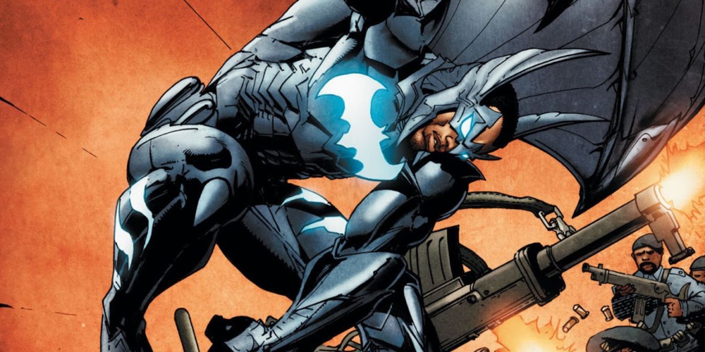 Batwing fighting against enemies in DC Comics.