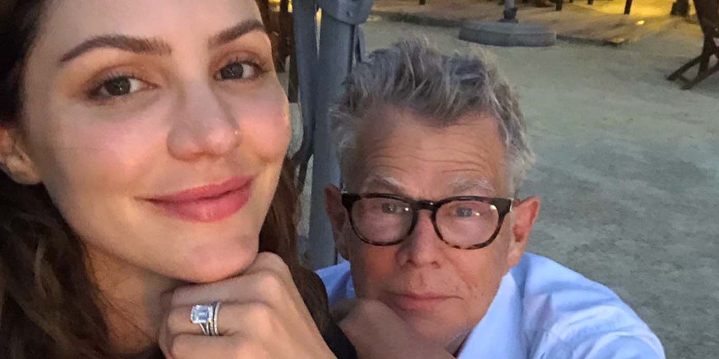 David Foster and Katharine McPhee showing her wedding ring and taking a selfie In American Idol
