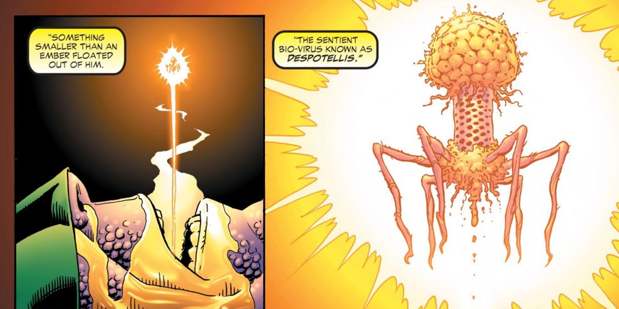 Despotellis coming out of Green Lantern&rsquo;s mouth in Green Lantern comics