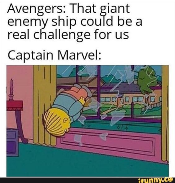 Captain Marvel destroying a ship in Endgame meme. 