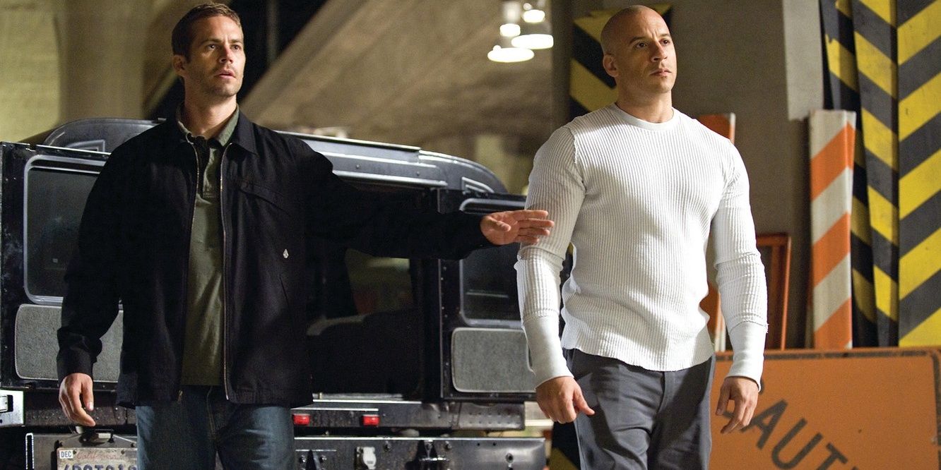 Dominic Toretto and Brian O Conner looking apprehensive in Fast and Furious