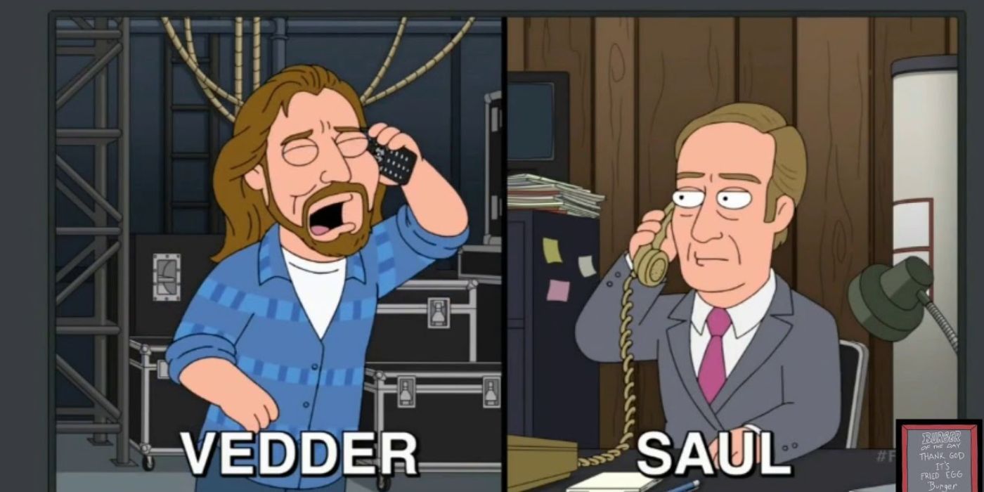 Eddie Vedder on the phone with Saul Goodman in Family Guy.