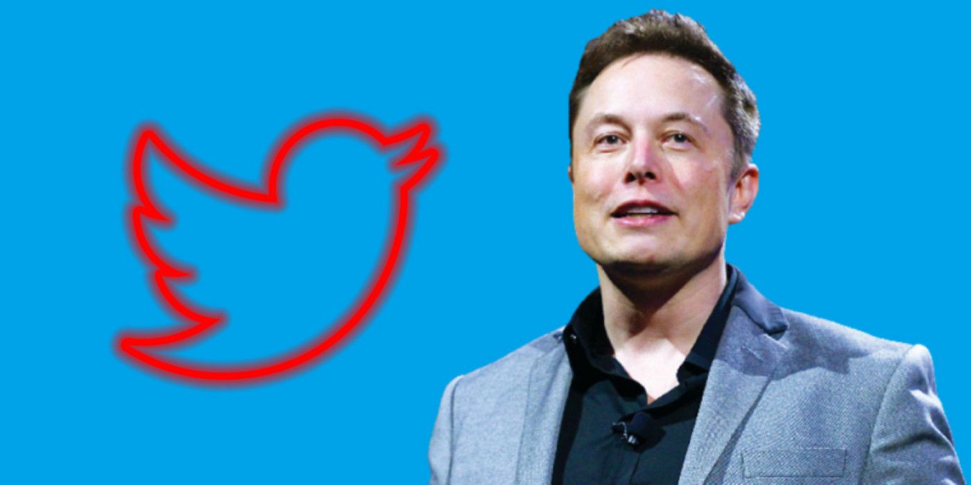 Elon Musk ao lado do logotipo do Twitter