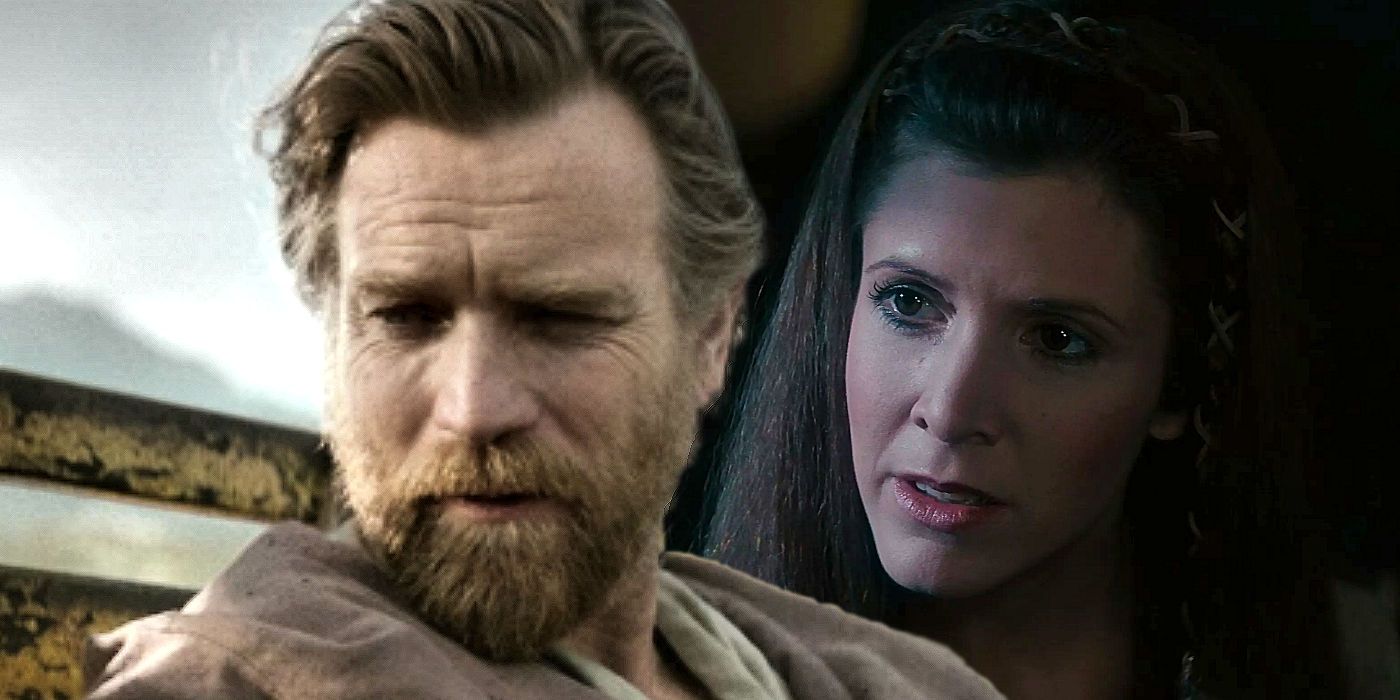 Ewan McGregor in Obi-Wan Kenobi and Carrie Fisher in Return of the Jedi