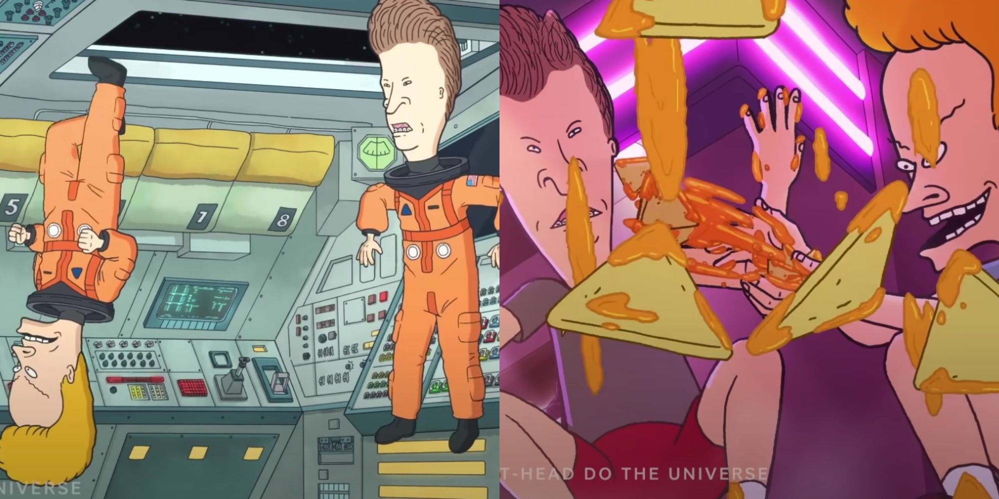 Two photos of Beavis and Butt-Head in Beavis and Butt-Head Do The Universe