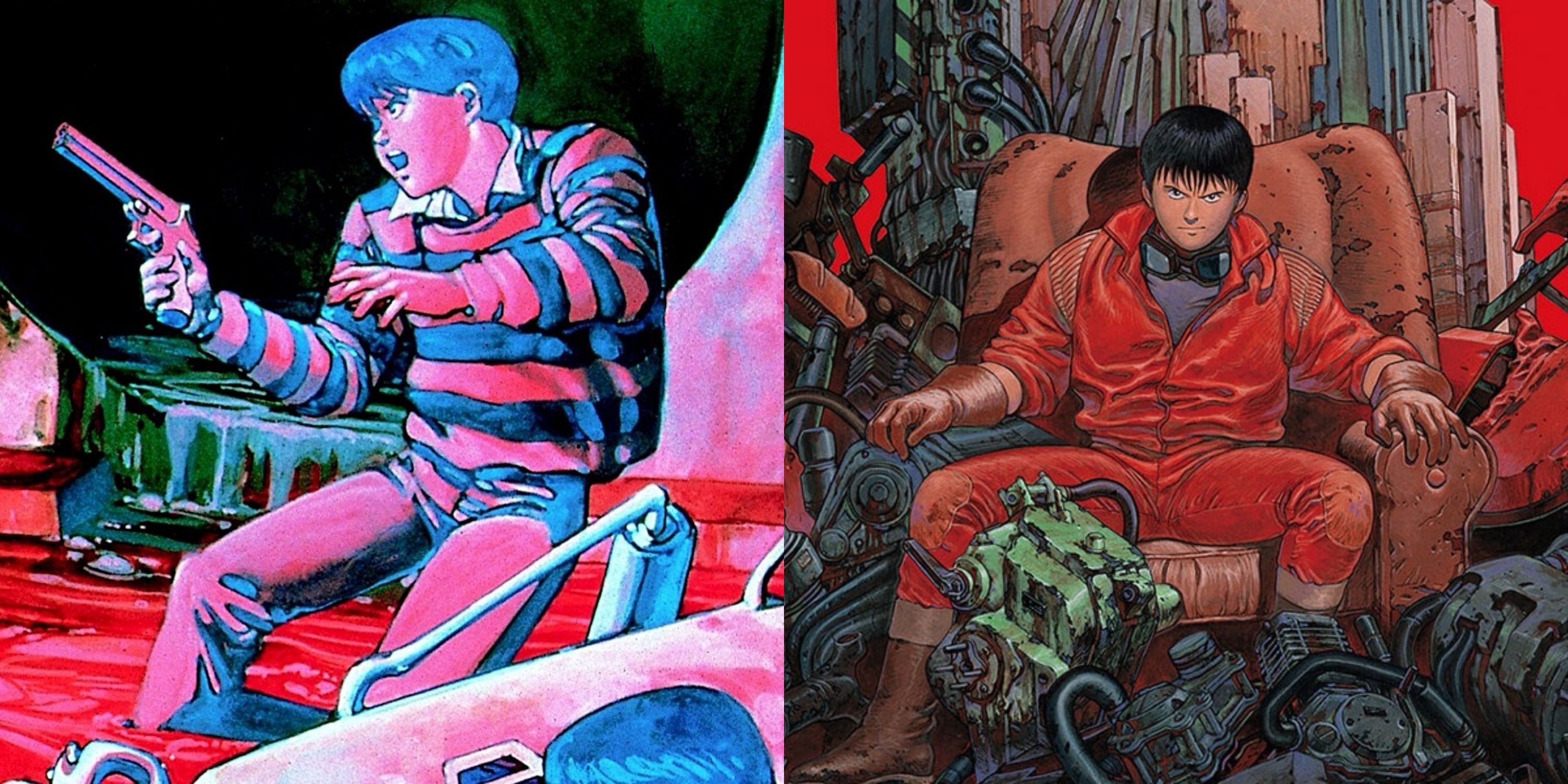 Featured image Kaneda in the manga and on promotional artwork for the movie Akira