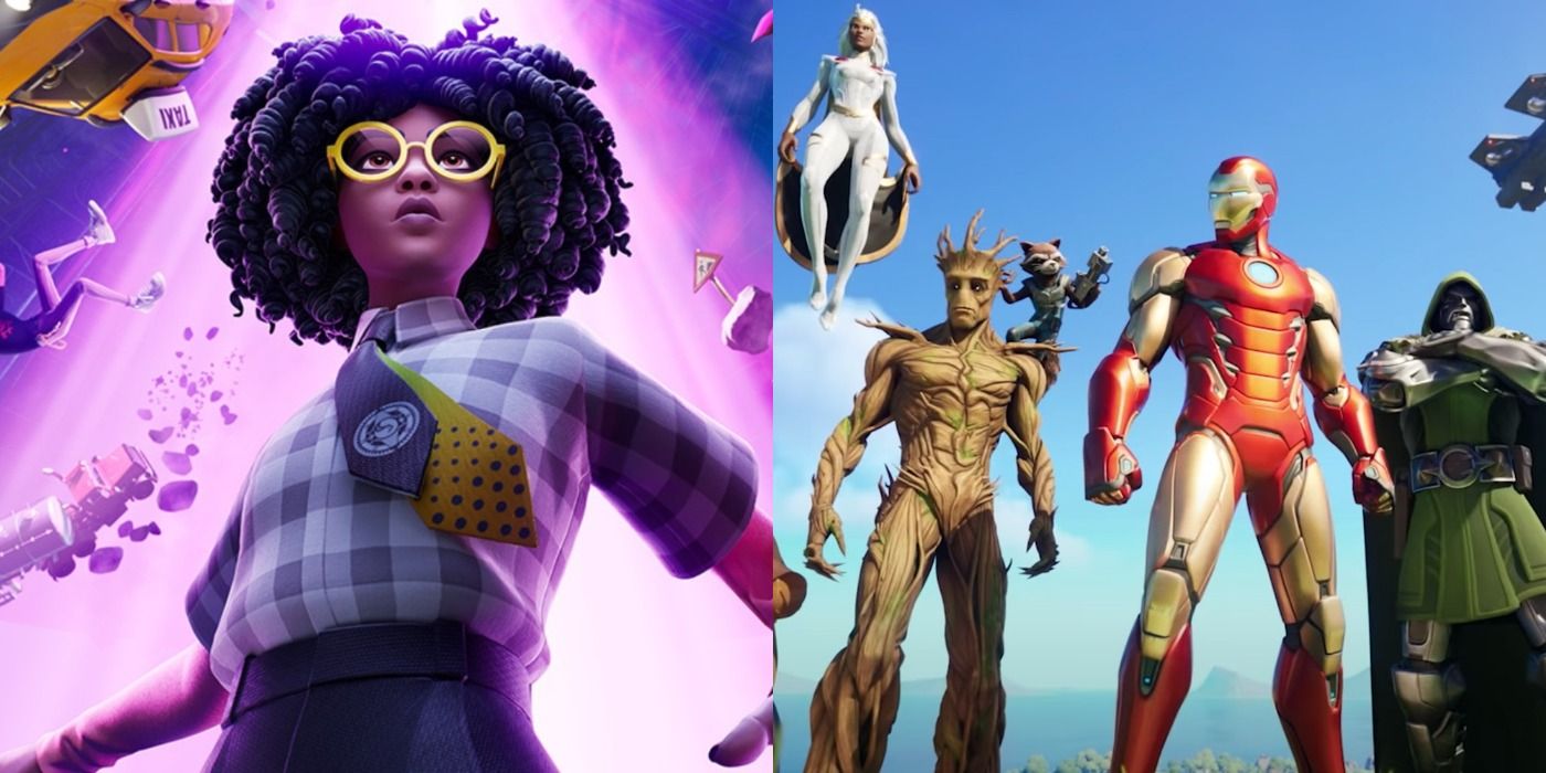Split image of characters from Fortnite