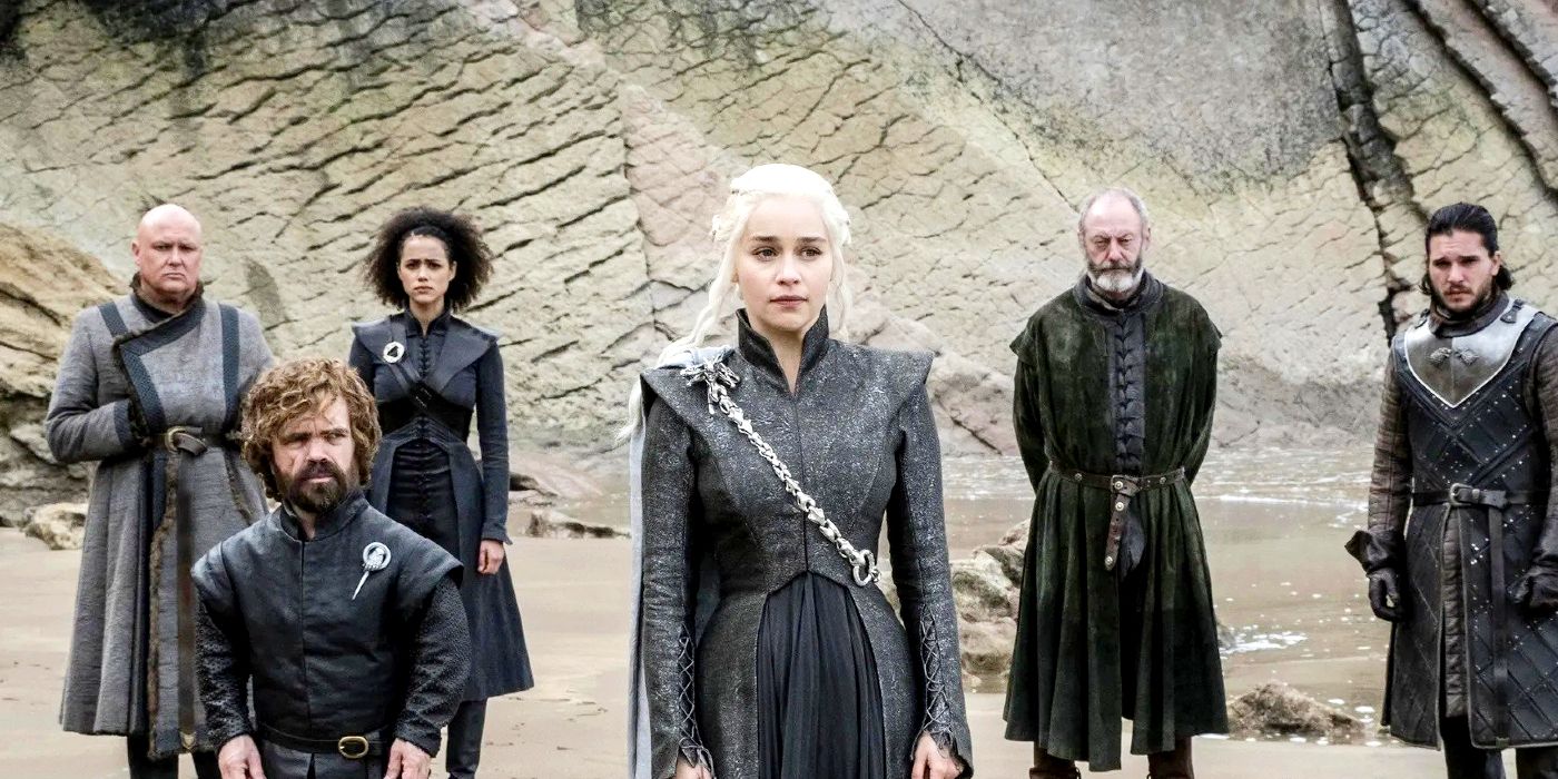 Daenerys and her advisers in Game of Thrones