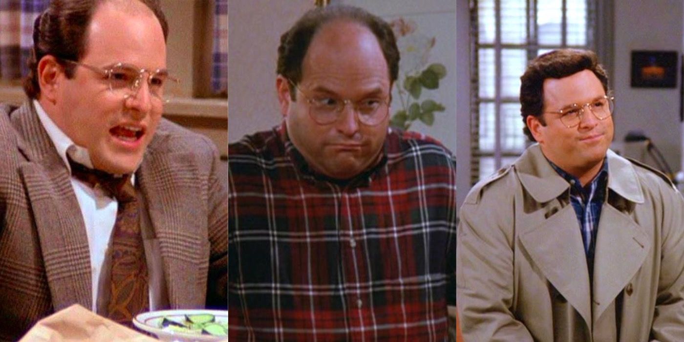 Three vertical images of George Costanza looking guilty, confused and untruthful