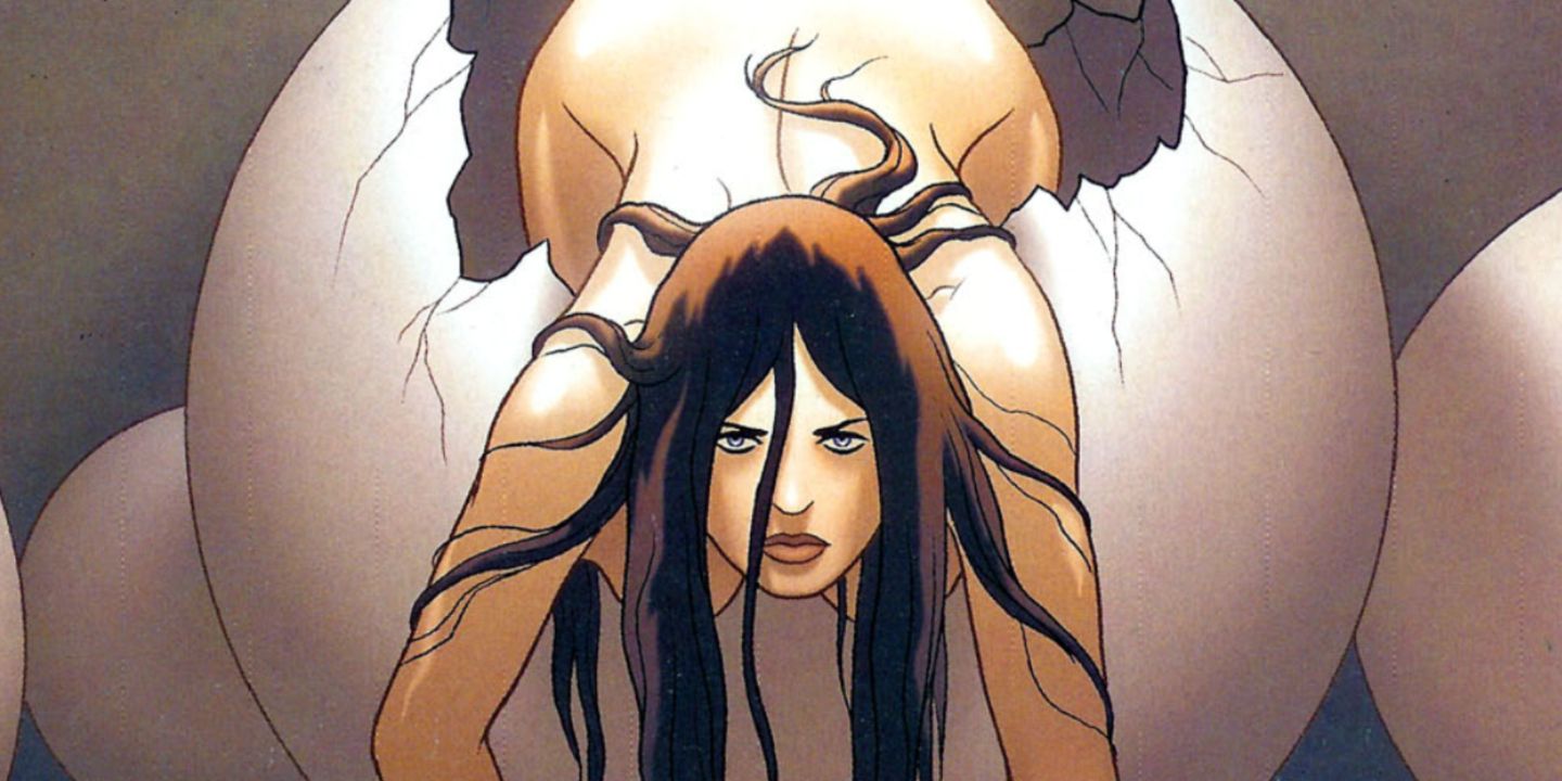 One of the alien women coming out of one of the eggs.