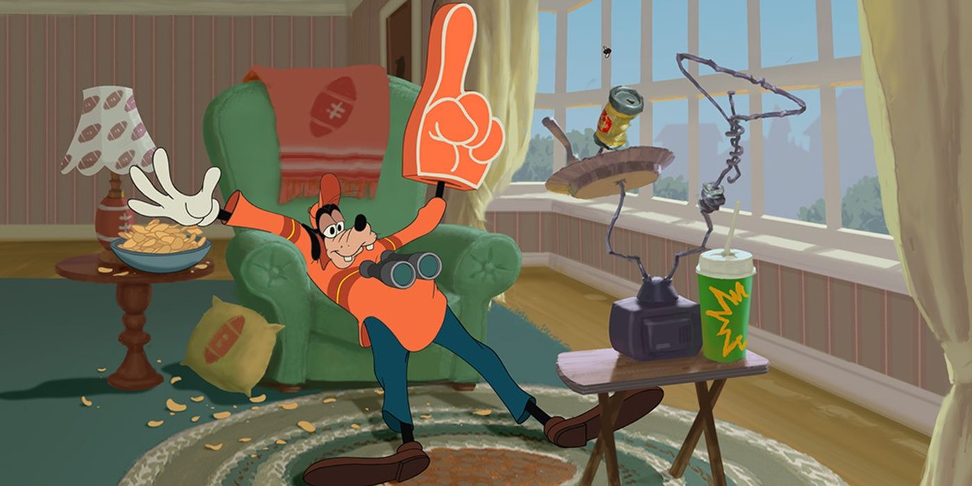 Goofy watching a tiny TV