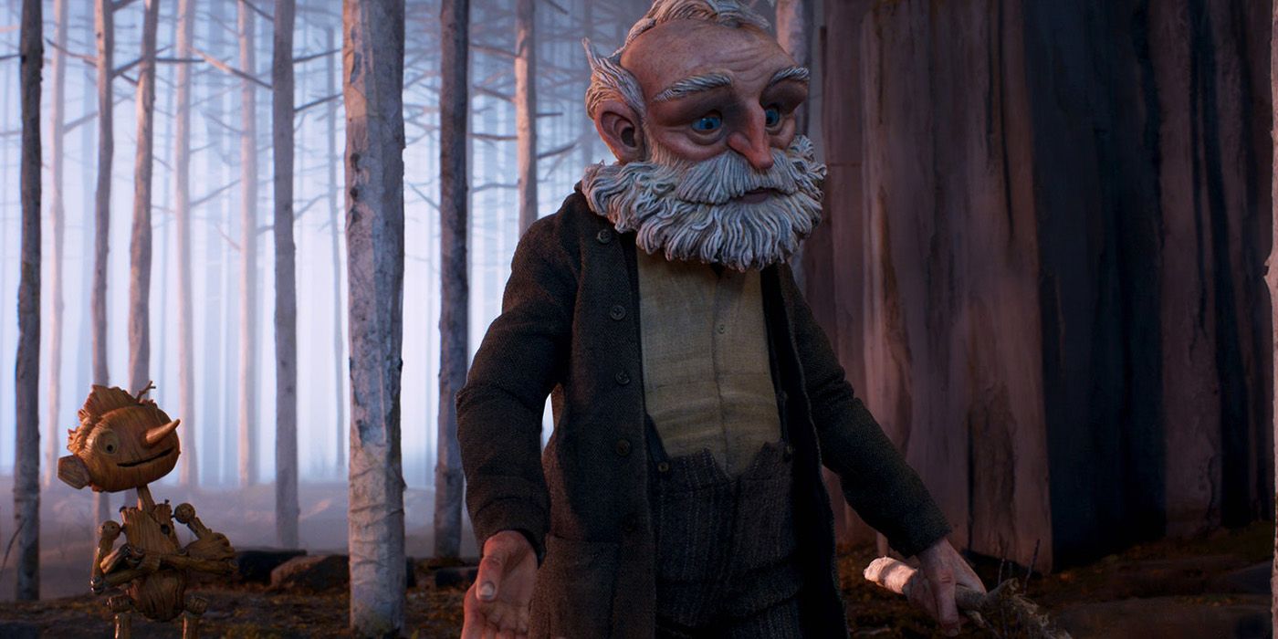Guillermo Del Toro Pinocchio first look father and son in the woods