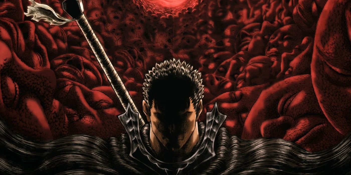 Guts during the Eclipse in Berserk when he faced all of the apostles.