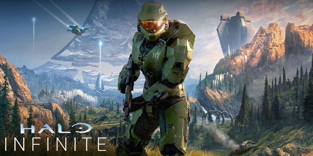 Master Chief stands on the cover of Halo Infinite