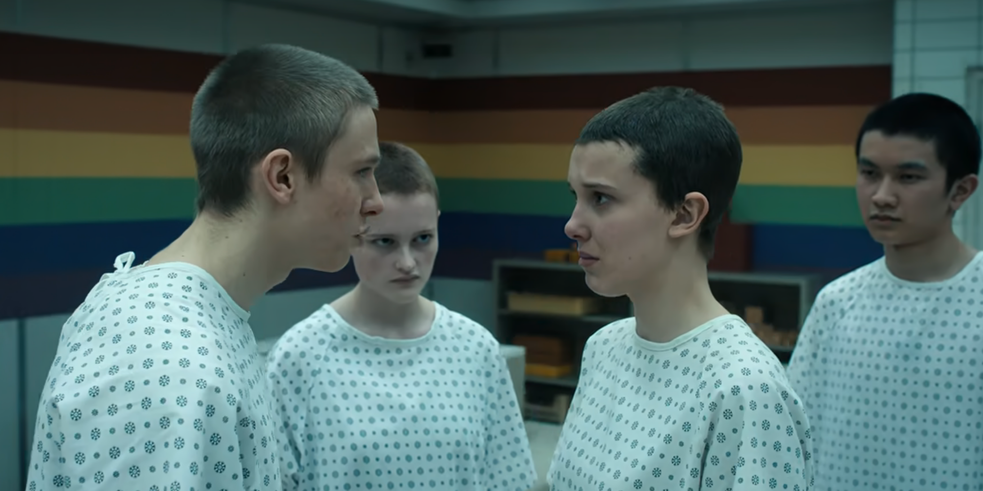 Eleven is confronted by the other Hawkins Lab kids in Stranger Things season 4.