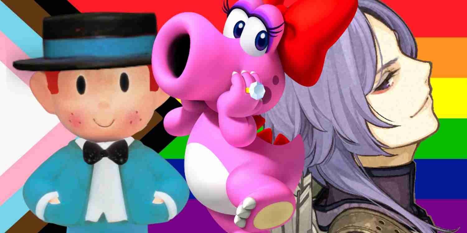 A split image of LGBTQ Nintendo characters.