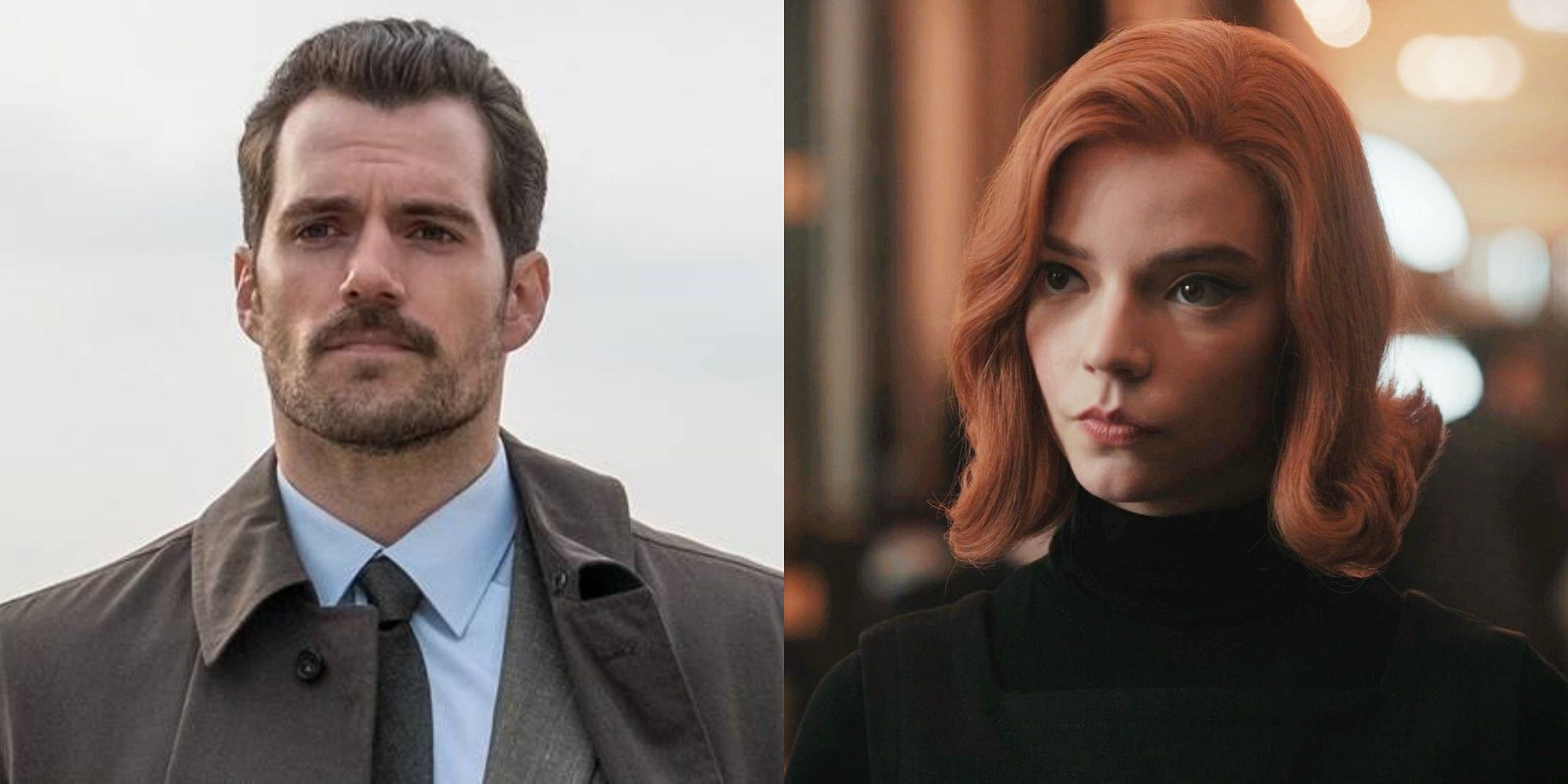 Split image showing Henry Cavill in Mission Impossible - Fallout and Anya Taylor-Joy in The Queen's Gambit.