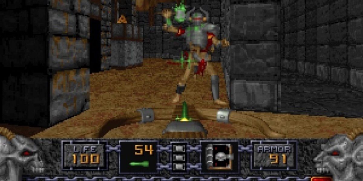 An undead monster prepares to attack in Heretic .