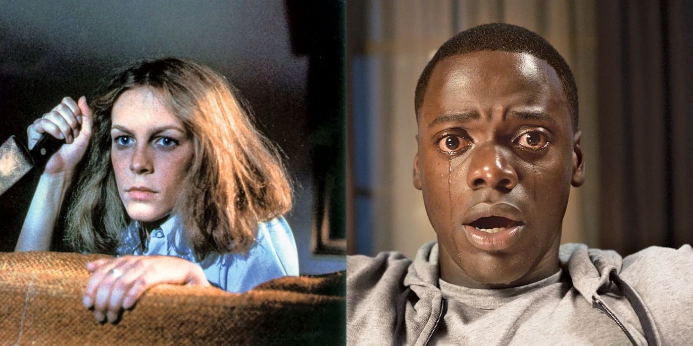 Split image of Laurie Strode in Halloween and Chris Washington in Get Out