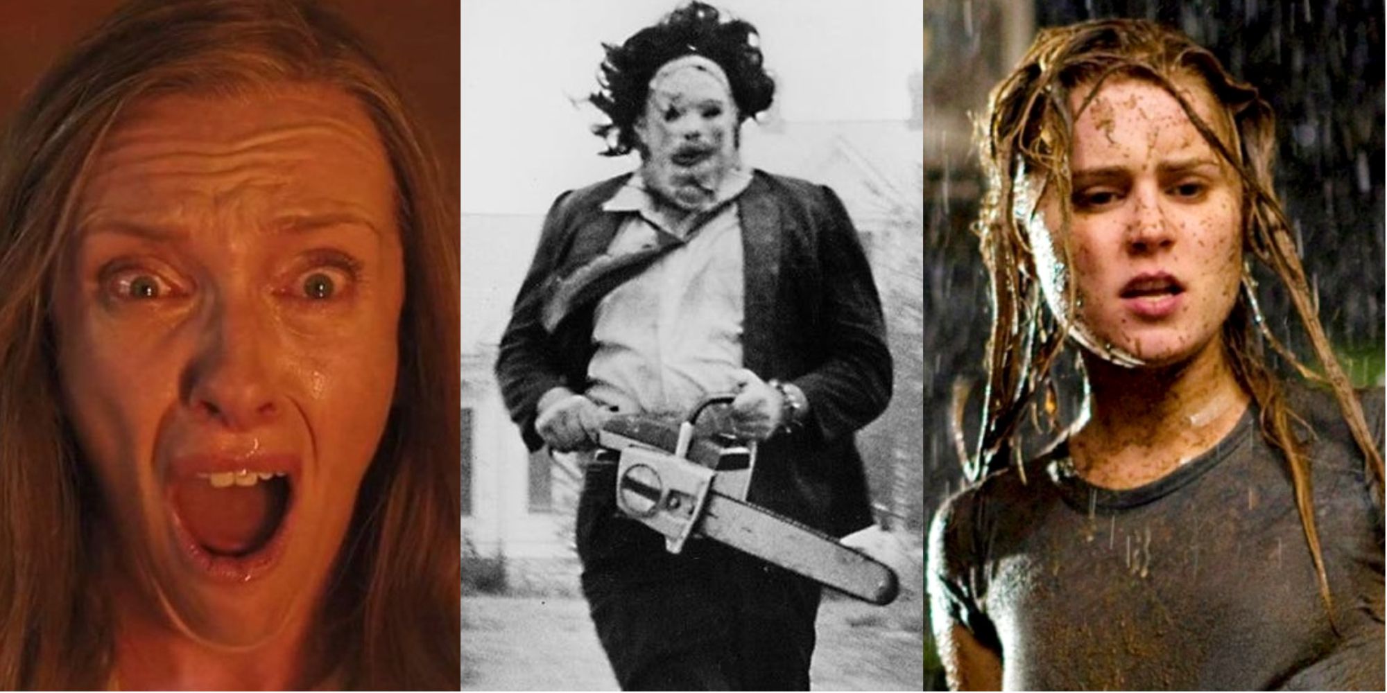 Horror movie characters split image