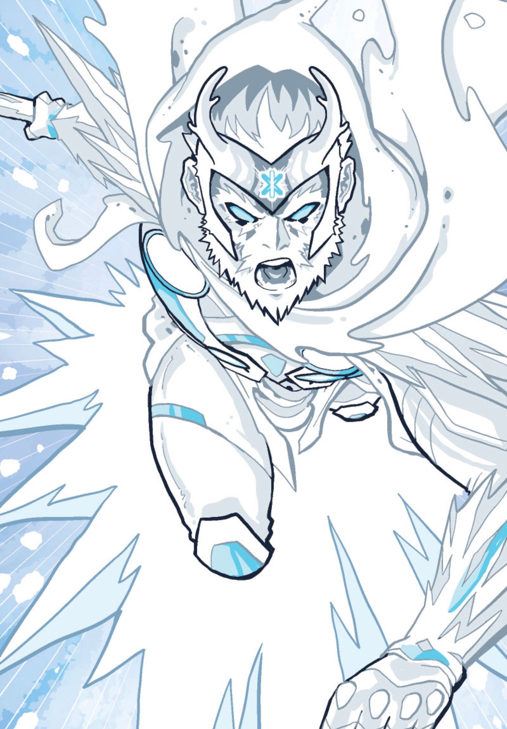 Iceman wears an Asgardian themed costume.