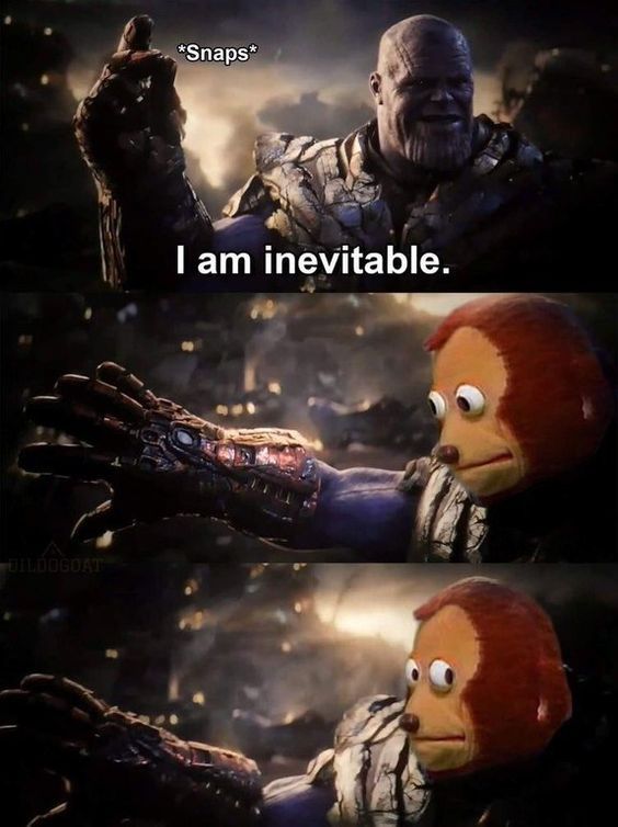 Thanos' shock in a meme. 