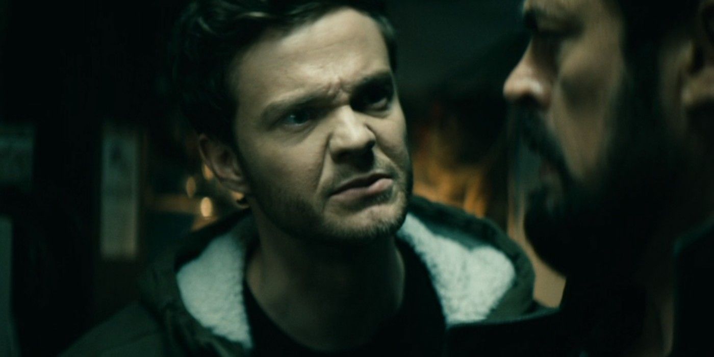 Jack Quaid as Hughie and Karl Urban as Butcher in The Boys