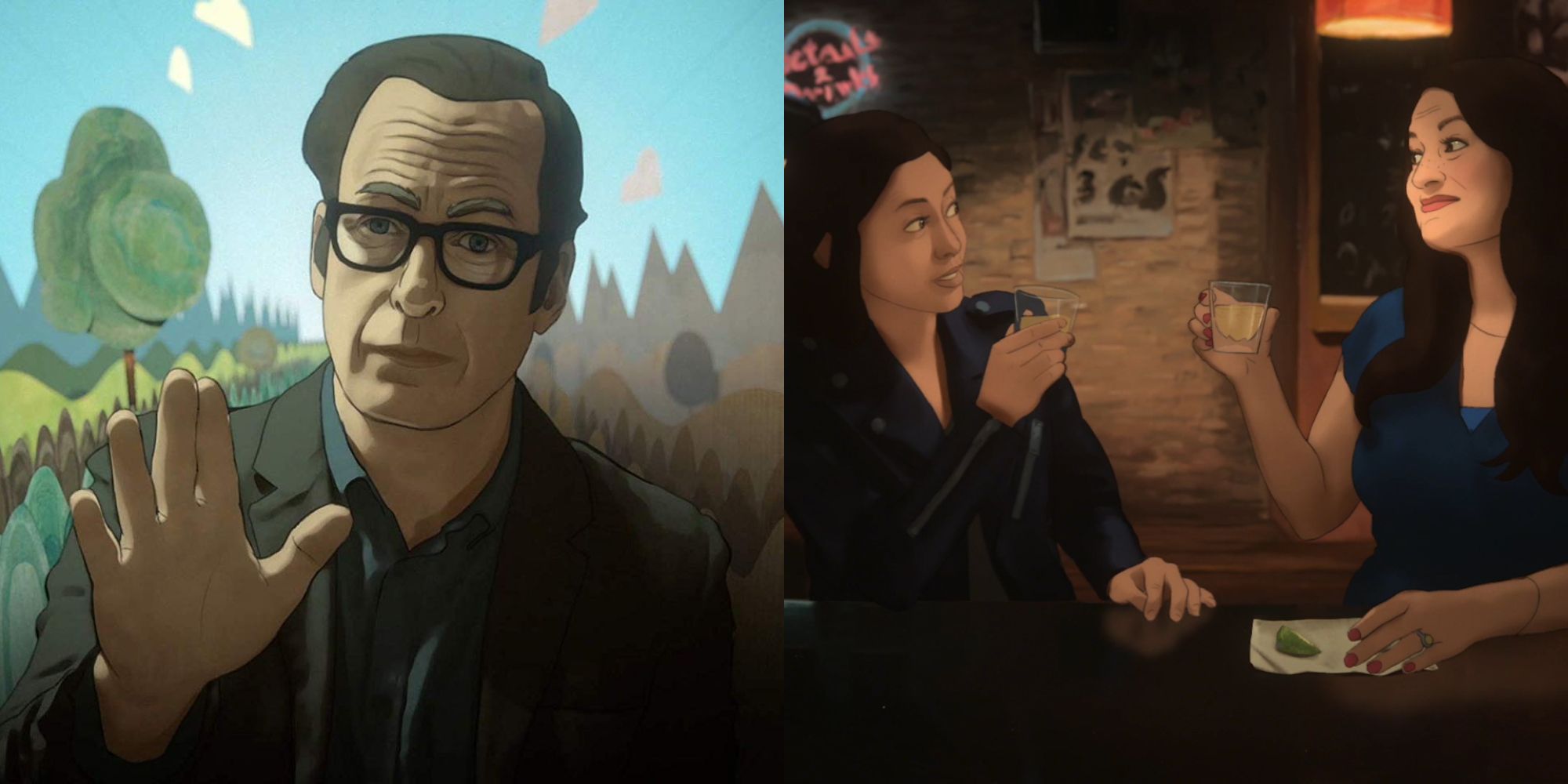 Split image showing Jacob and Alma and Becca in Undone.