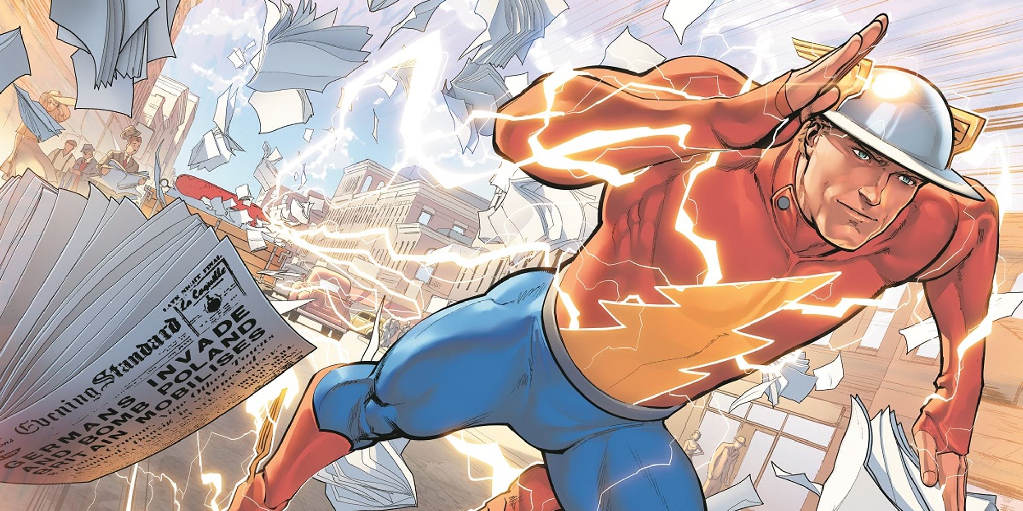 Jay Garrick running through the streets of Keystone City in The Flash #750