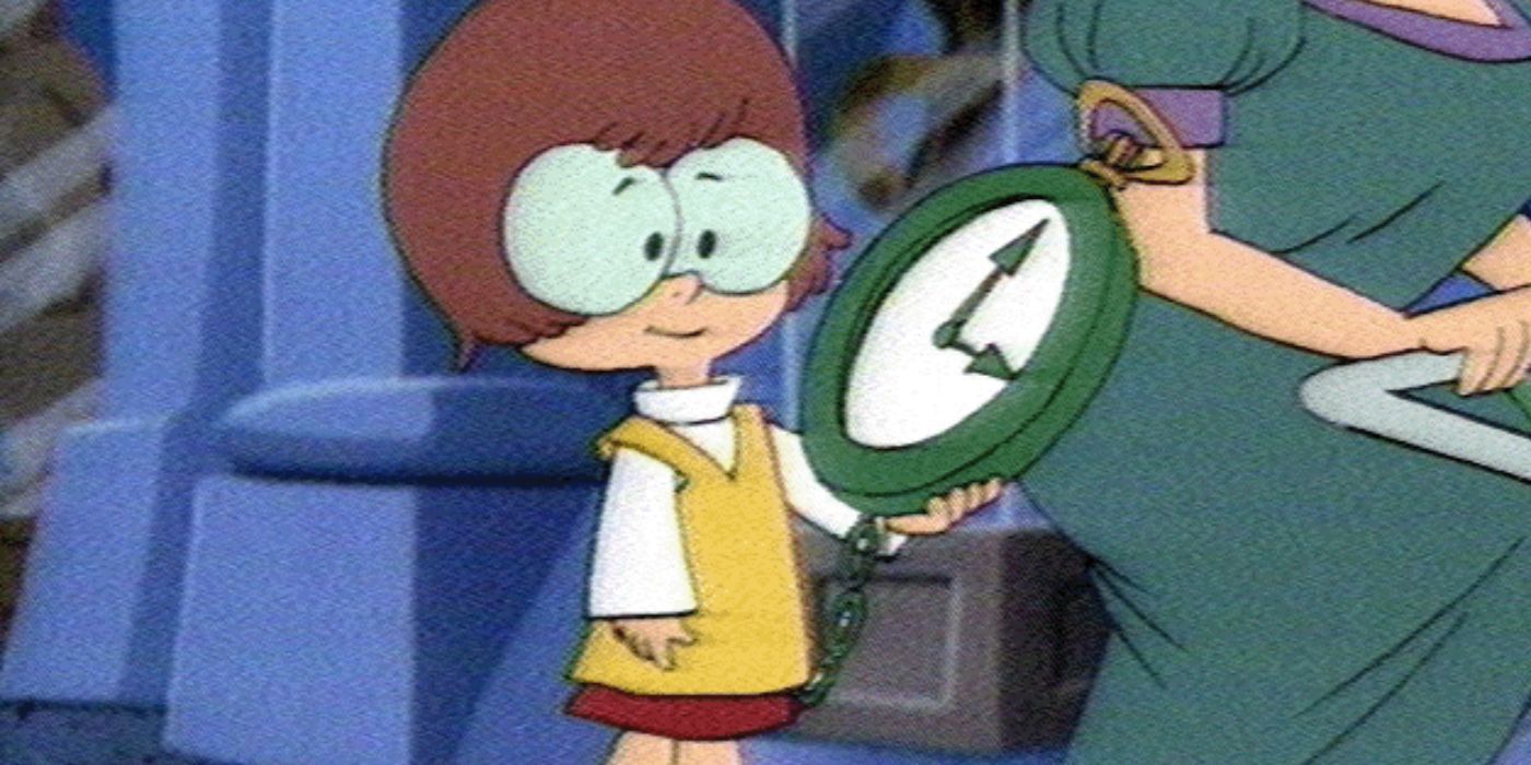 Velma looking at a clock in Scooby-Doo