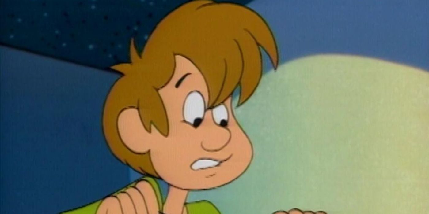 Shaggy looking down in concern in Scooby Doo
