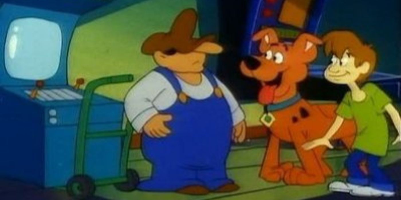 Gus talking with Shaggy and Scooby in Scooby Doo