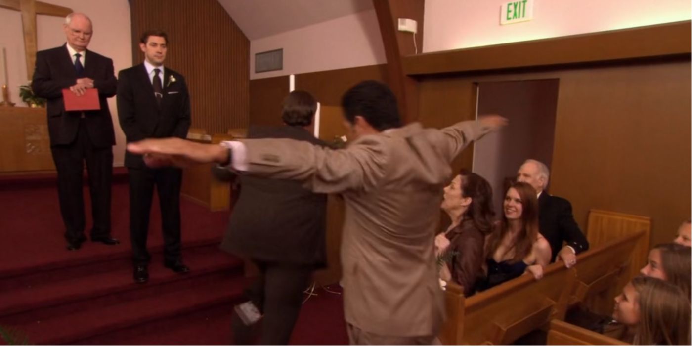 Kevin and Oscar dancing at Jim and Pam's wedding in The Office
