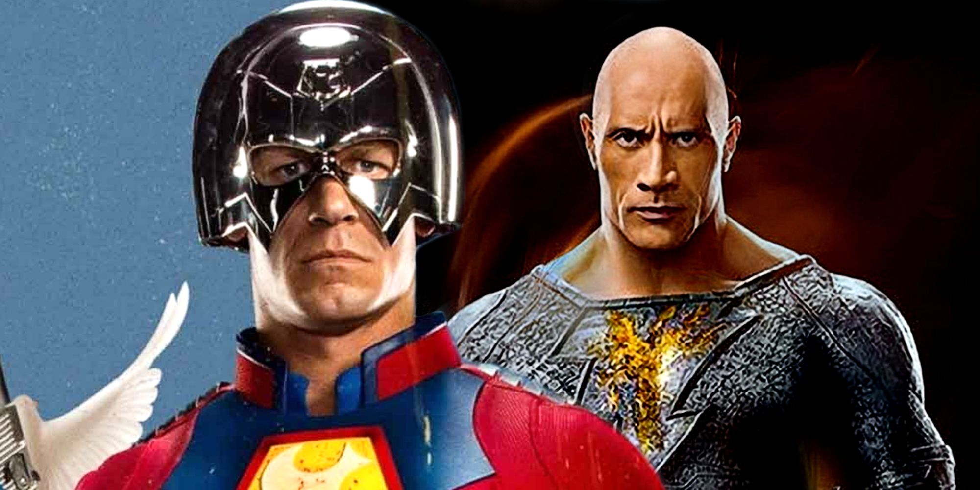 John Cena as Peacemaker and The Rock as Black Adam in the DCEU