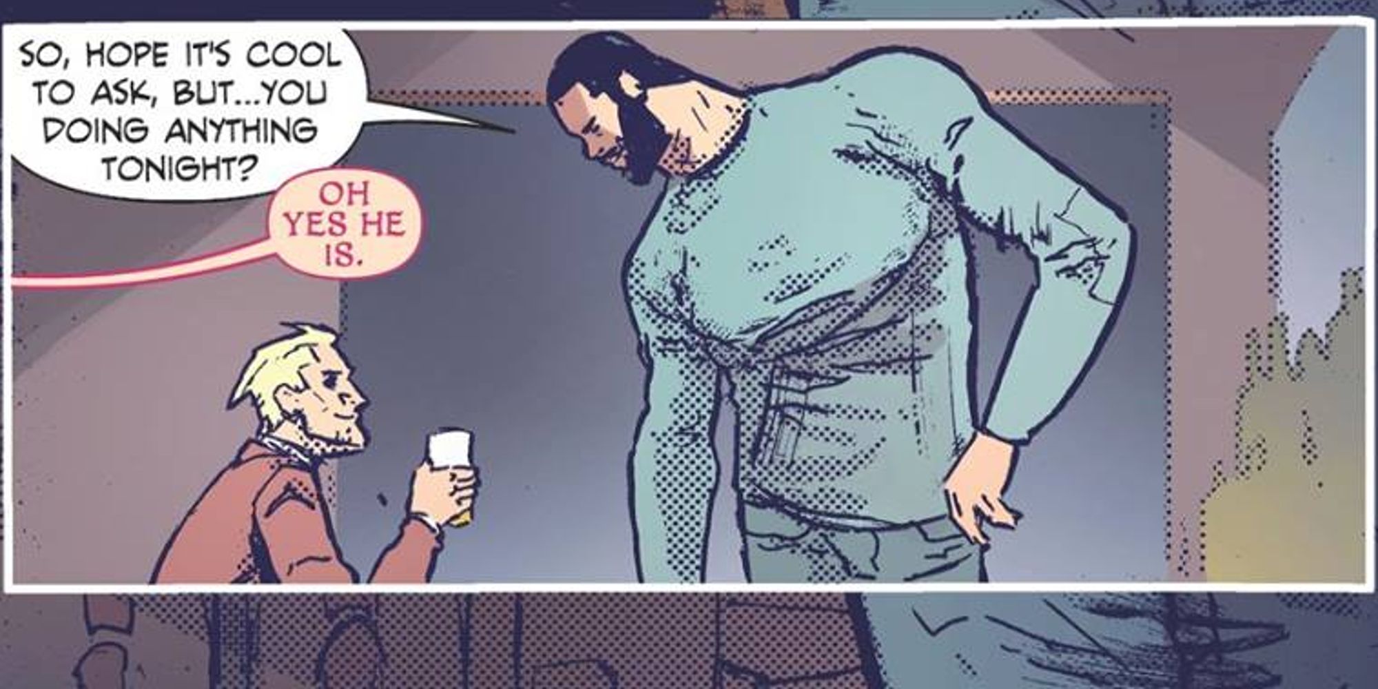 John Constantine being hit on by Oliver the bartender in Constantine The Hellblazer comics