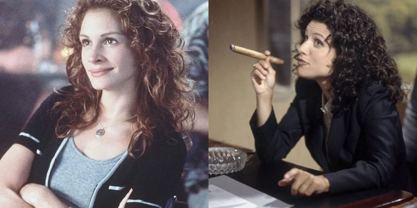 Split image of Julianne Potter from My Best Friend’s Wedding and Elaine Benes from Seinfeld