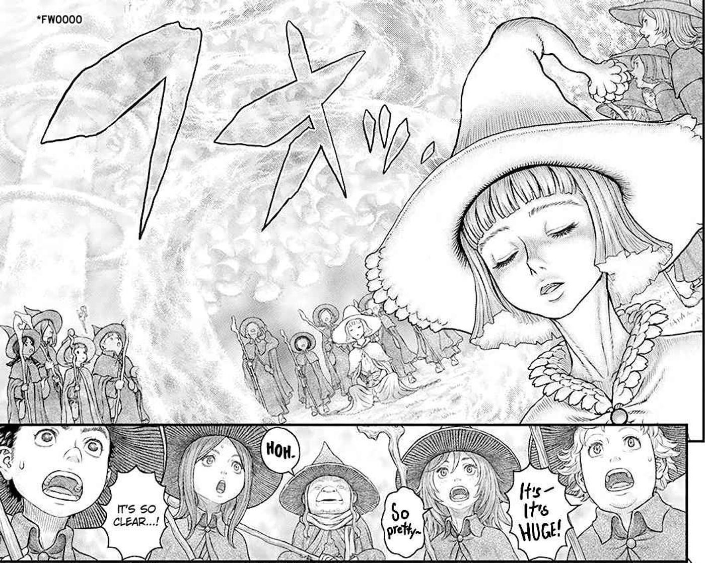 Lady Farnese amazes the other mages on Skellig Island when she shows that she has mastered the Array of the Four Cardinal Points in just three months in Berserk chapter 360.