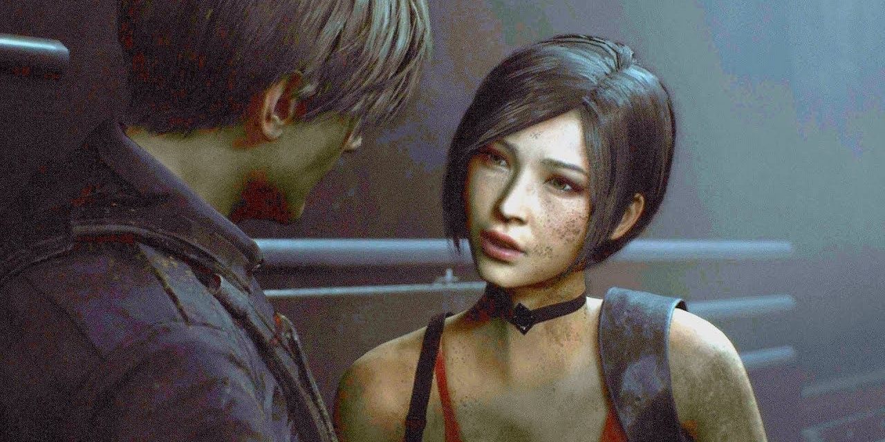 Leon and Ada about to kiss in Resident Evil 2