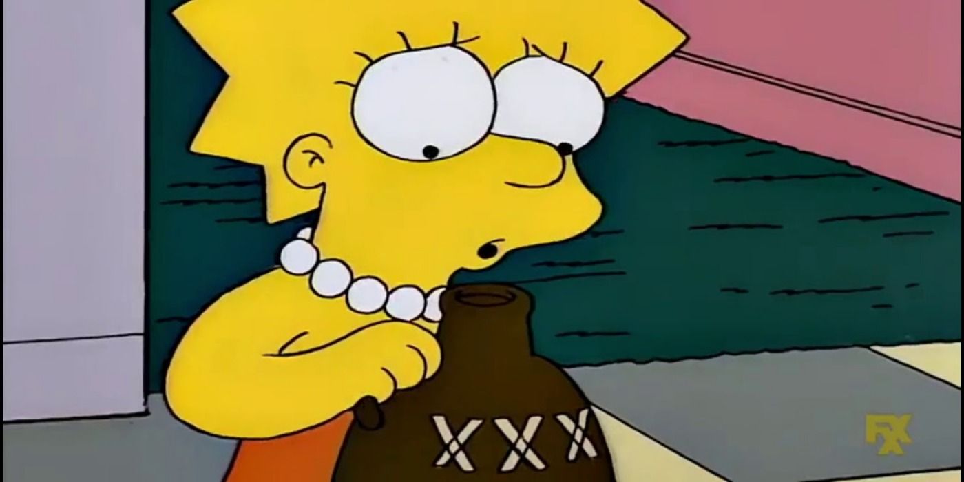 Lisa Simpson of The Simpsons playing a jug