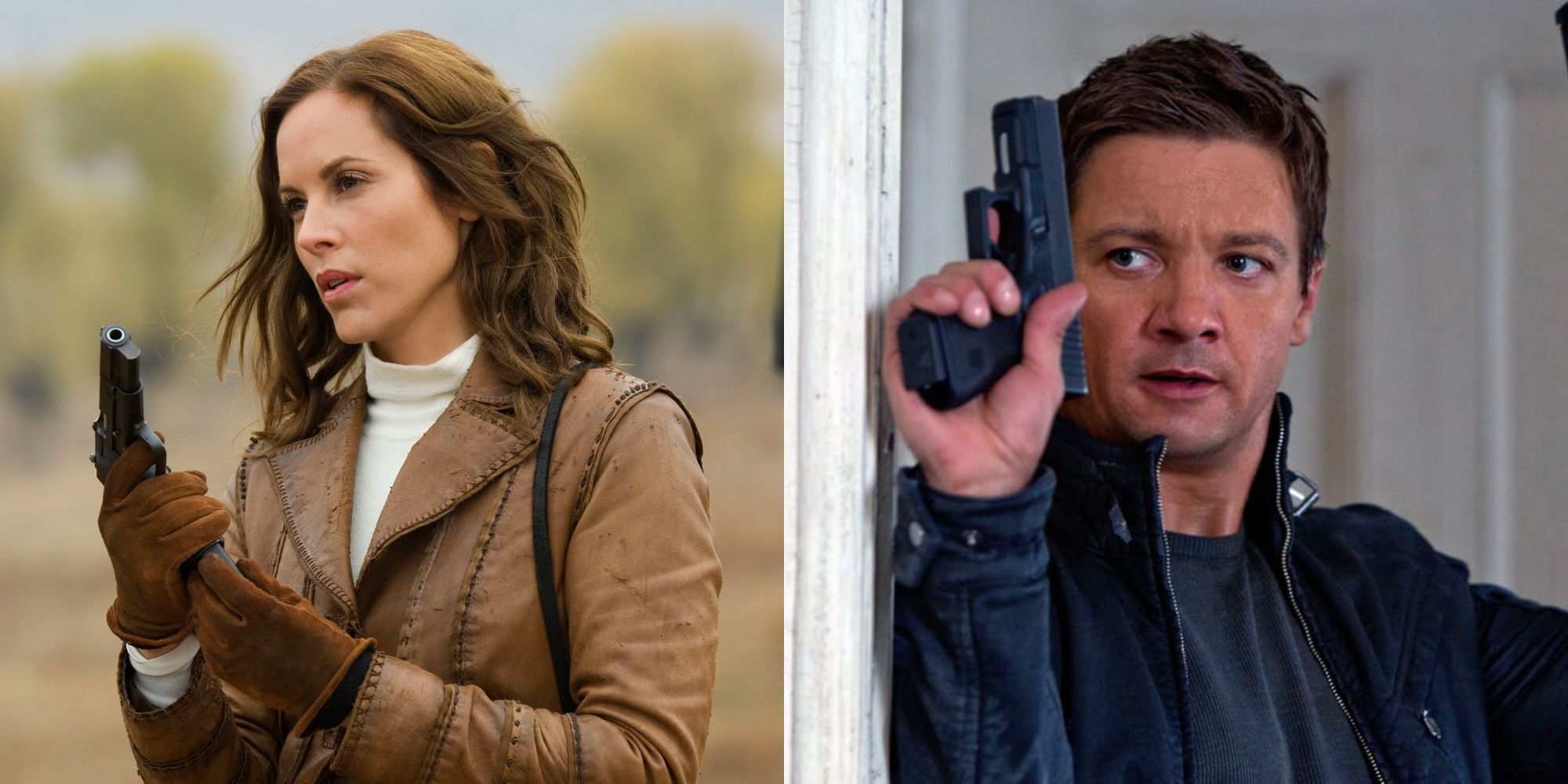 Split image showing Evelyn in The Mummy: Tomb of the Dragon Emperor and Aaron in The Bourne Legacy.