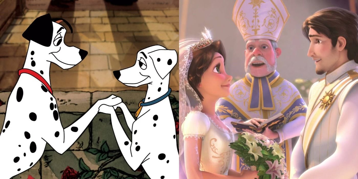 Pongo and Perdita and Rapunzel and Flynn getting married