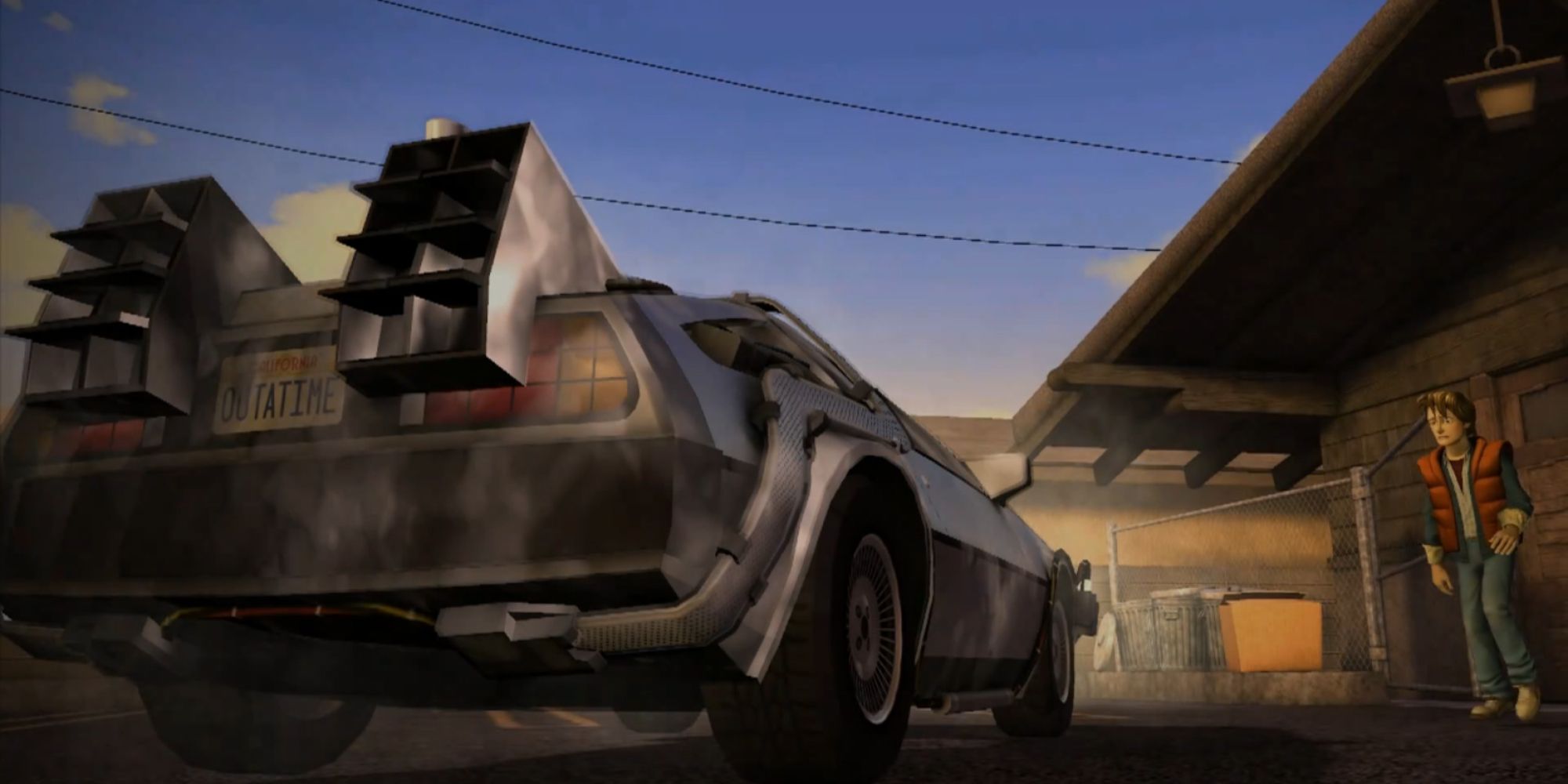 Marty McFly approaching the Delorean in Back To The Future The Game