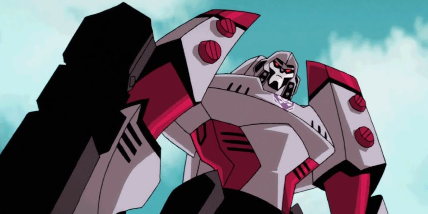 Megatron looking down in Transformers: Animated.