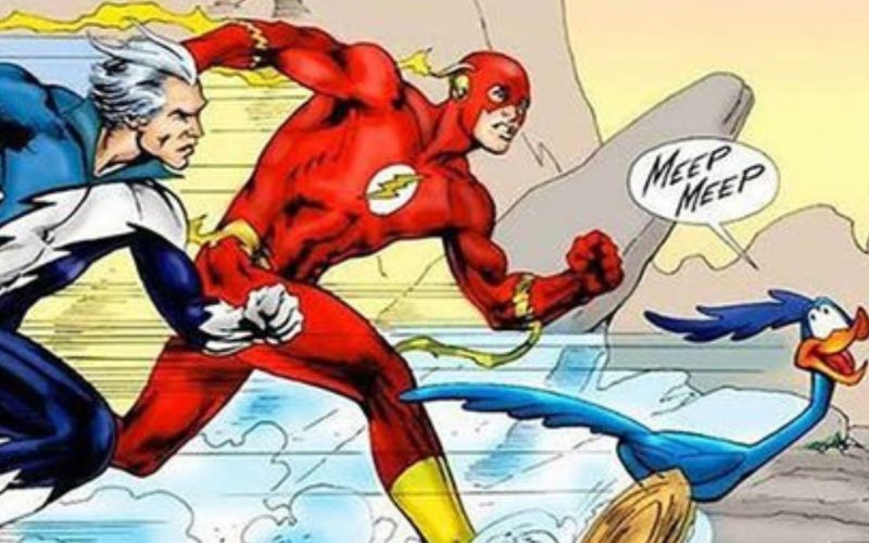 Meme featuring The Flash Quicksilver and Road Runner running