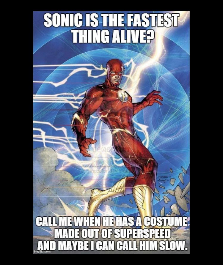 Meme with The Flash running in comics