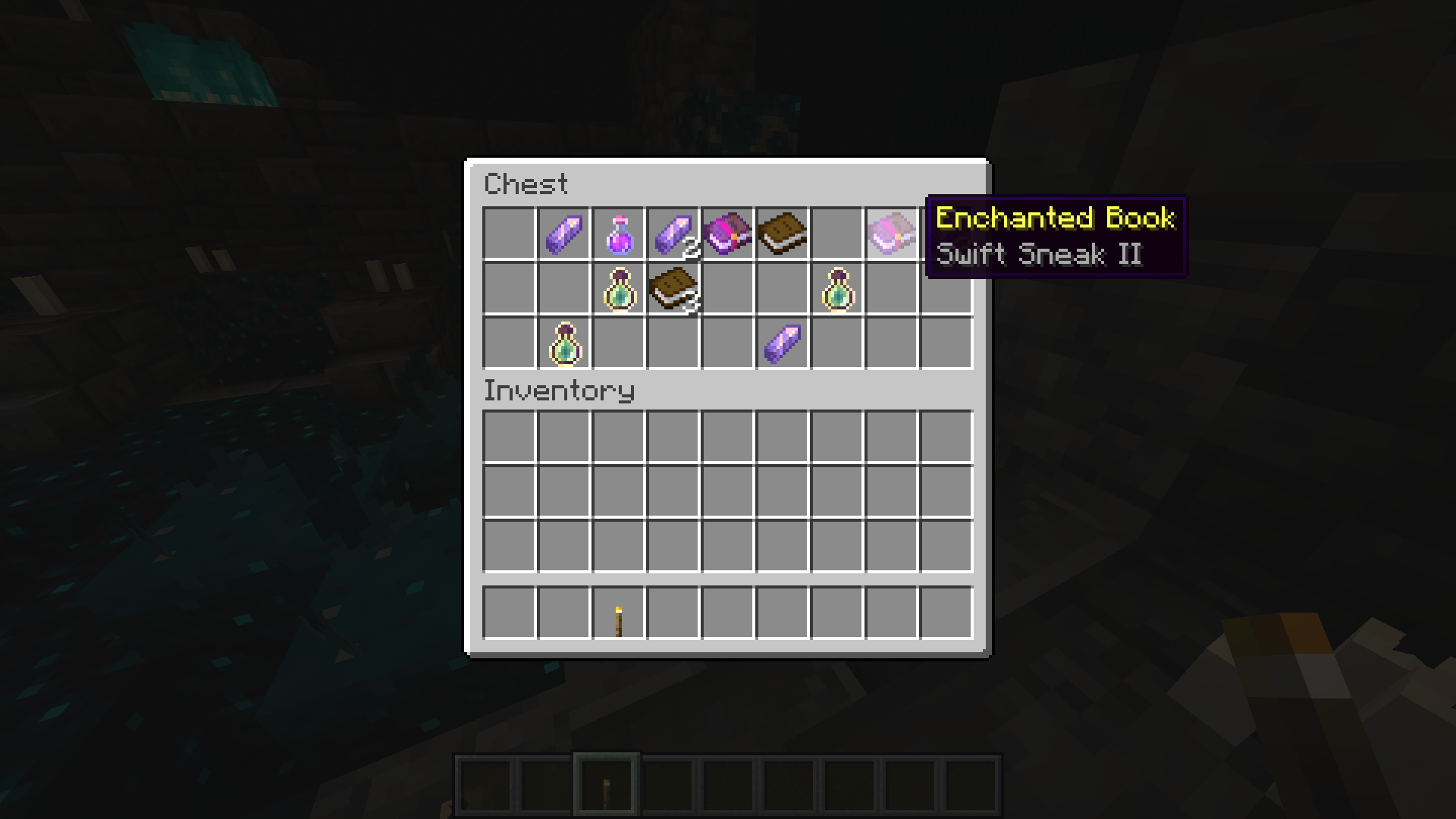 Minecraft Chest With Swift Sneak Enchanted Book