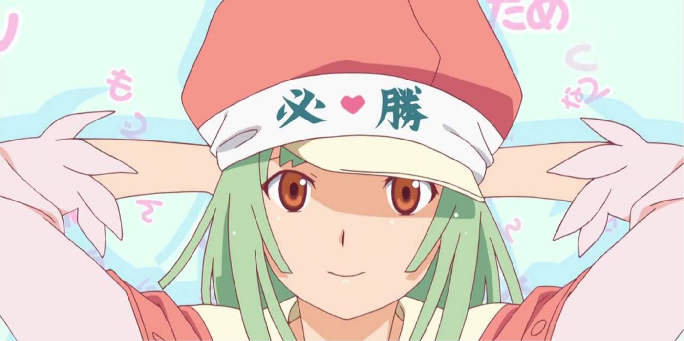 Image of Monogatari Series character Sengoku Nadeko as a screenshot from her personalized opening song, Renai Circulation.
