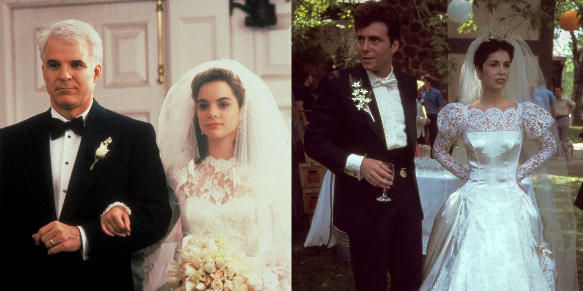 Split image showing weddings in the films Father of the Bride and The Godfather.