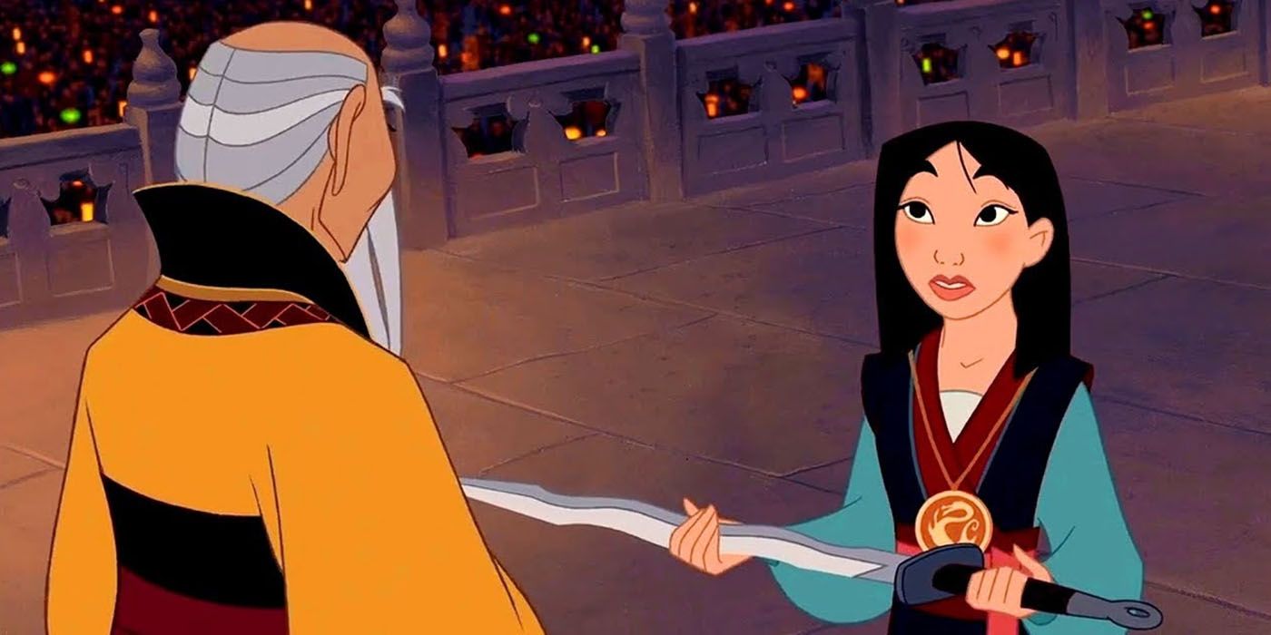 Mushu received the sword of Shan Yu from the Emperor