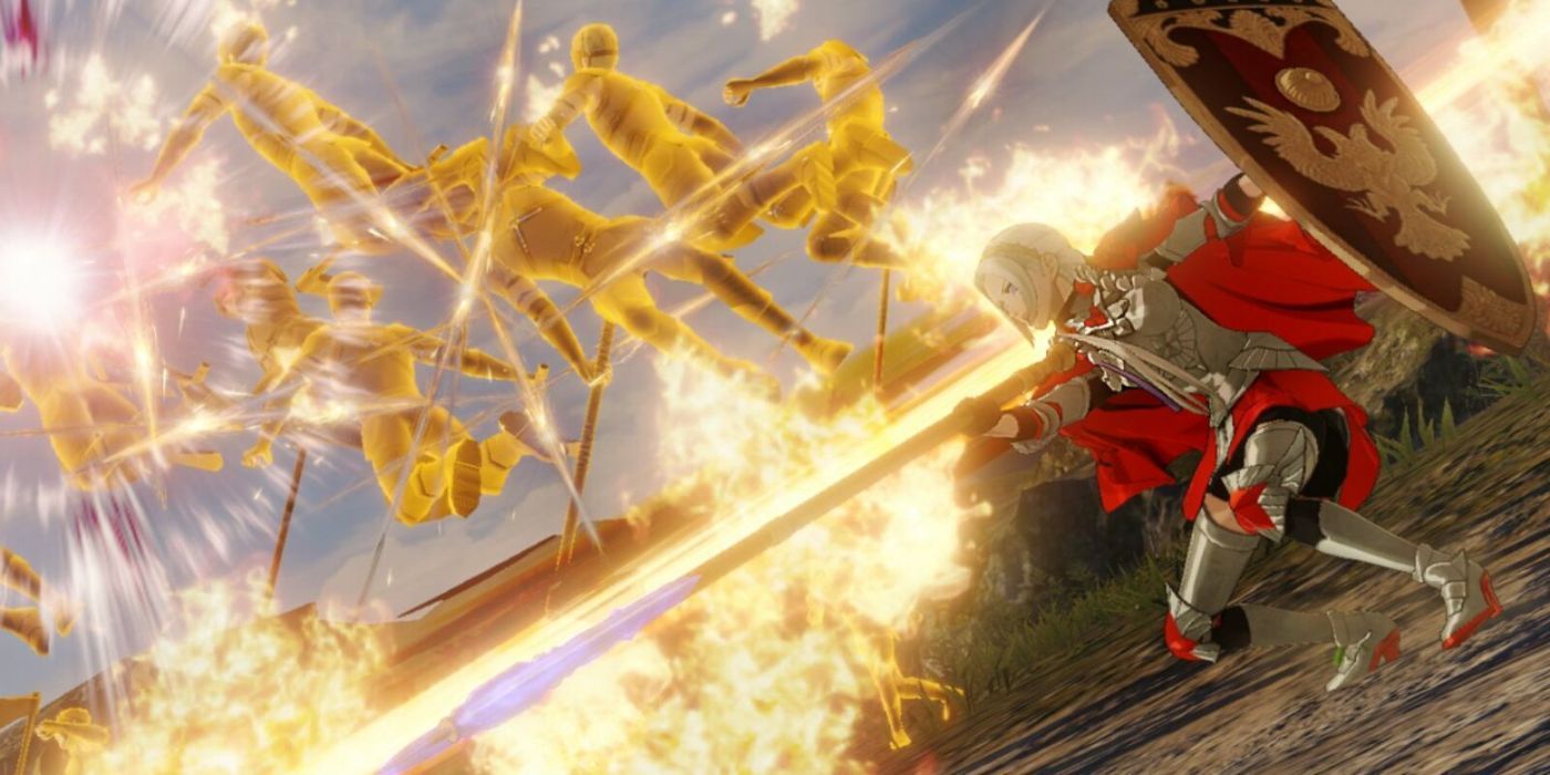 Edelgard in Three Hopes attacking.
